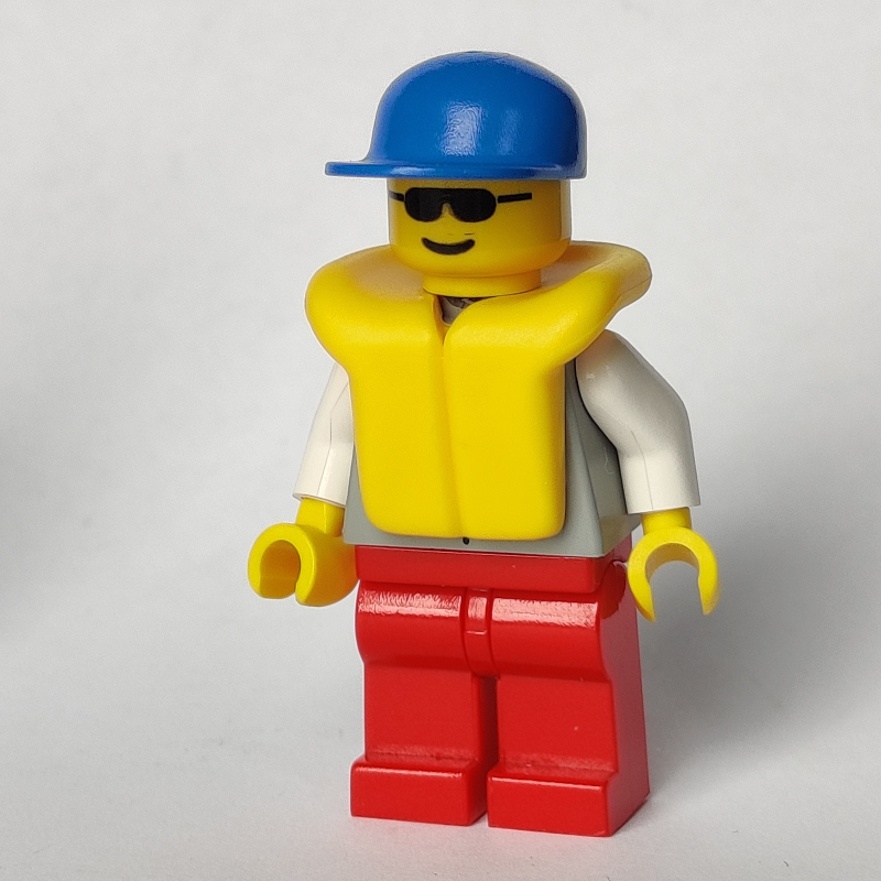 LEGO Light Grey Jacket, Red Legs, Blue Cap, Sunglasses (fig-008307)