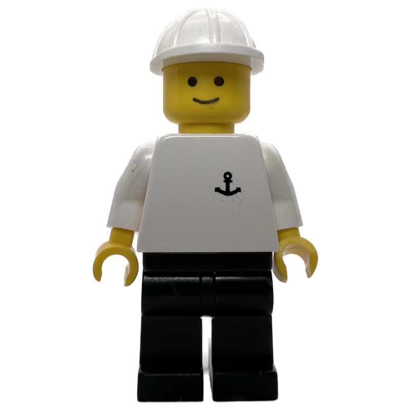 LEGO White Torso with Anchor, Black Legs, White Hat (fig-008310)