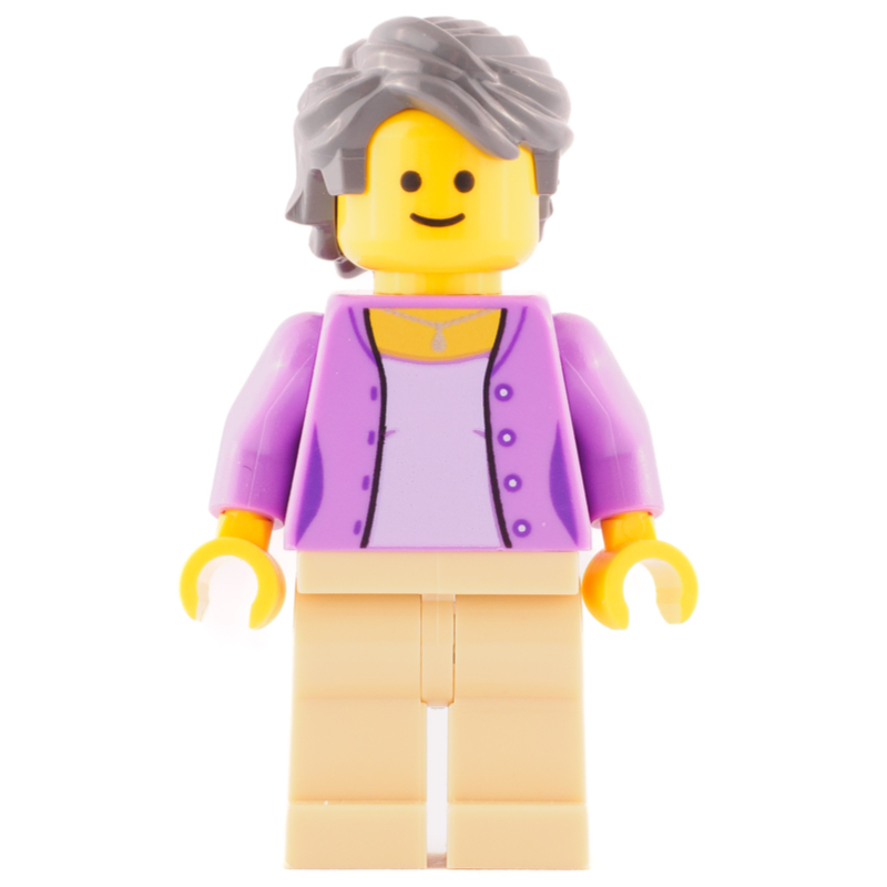LEGO Medium Lavender Torso, Tan Legs, Dark Bluish Gray Hair (fig-008315)