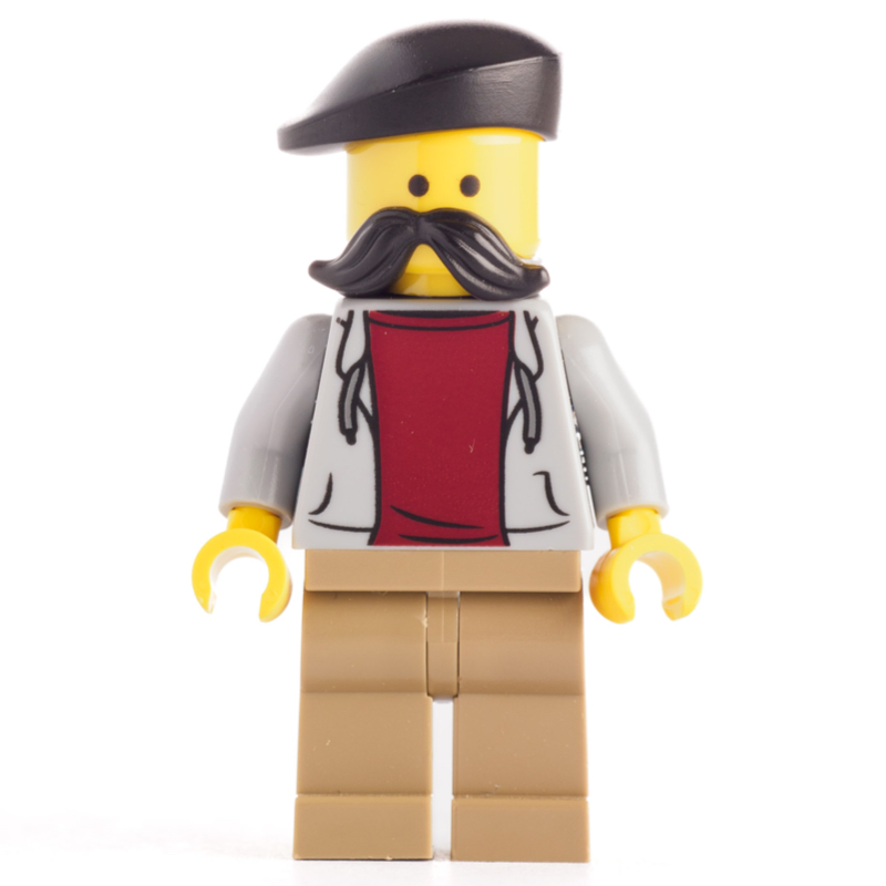 LEGO Light Bluish Grey Torso, Dark Tan Legs, Mustache, Barrett (fig-008318)