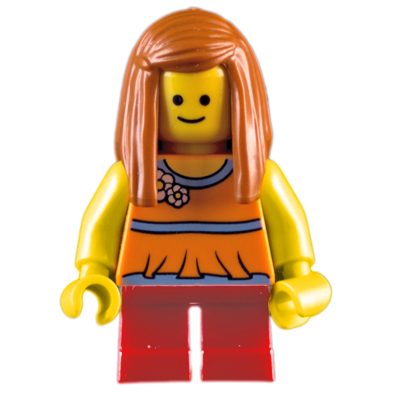 LEGO Kid, Orange Torso, Red Legs, Dark Orange Hair (fig-008321)