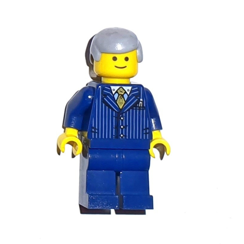 LEGO Dark Blue Torso, Suit, Dark Blue Legs, Light BLuish Grey Hair (fig-008324)