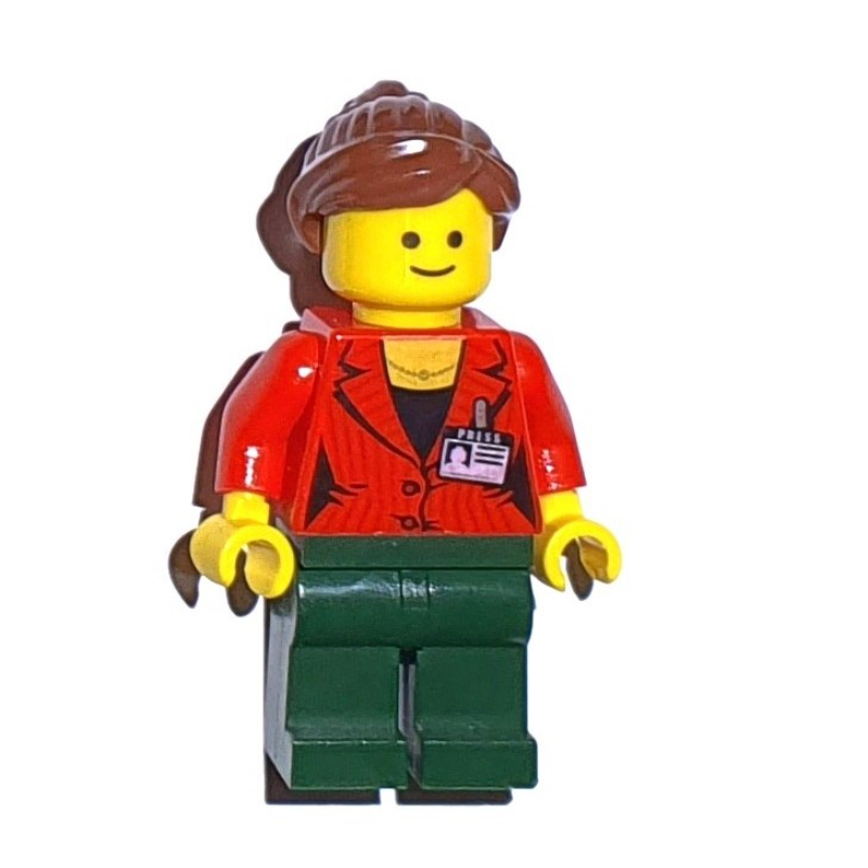 LEGO Red Torso, Dark Green Legs, Reddish Brown Hair (fig-008325)