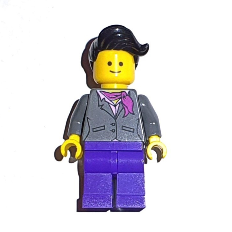 LEGO Dark Bluish grey Torso, Jacket, Dark Purple Legs, Black Hair (fig-008326)