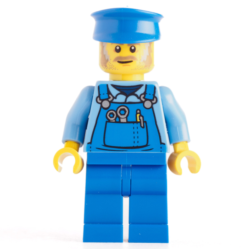 LEGO Mechanic, Medium Blue Torso, Blue Overall, Blue Hat (fig-008330)