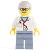 White Torso Lab Coat, Sand Blue Legs, Light Bluish Grey Legs