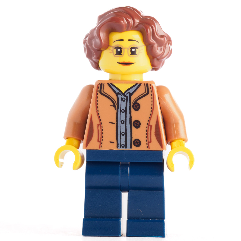 LEGO Medium Nougat Torso, Dark Blue Legs, Reddish Brown Hair (fig-008335)