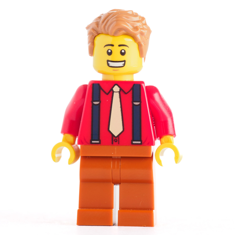 LEGO Red Torso, Dark Orange Legs, Medium Nougat Hair (fig-008337)