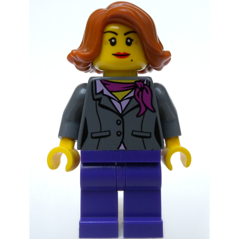 LEGO Dark Bluish grey Torso, Jacket, Dark Purple Legs, Dark Orange Hair (fig-008341)
