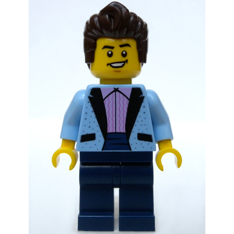 LEGO Bright Light Blue Torso, Dark Blue Legs, Dark Brown Hair (fig-008342)