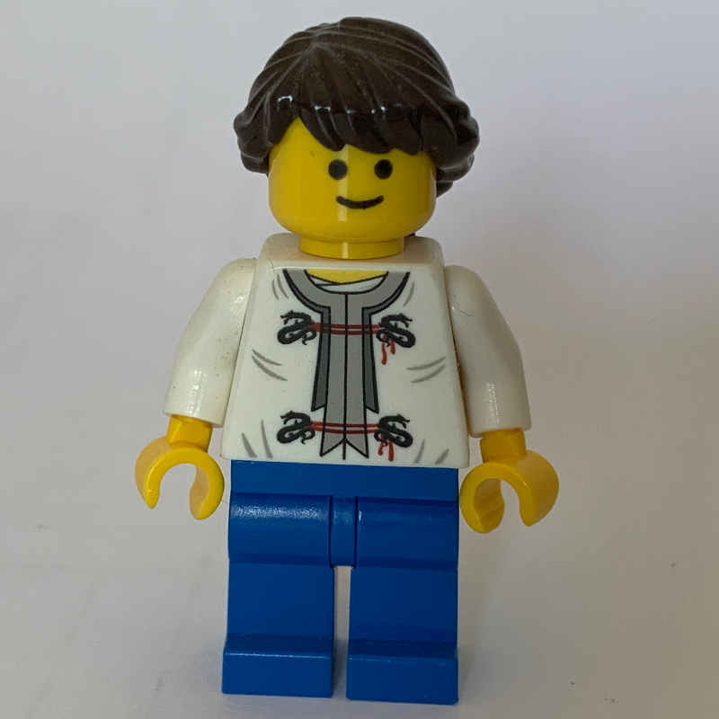 LEGO White Torso, Blue Legs, Dark Brown Hair (fig-008344)