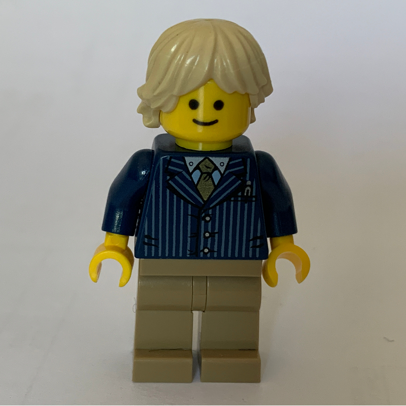 LEGO Dark Blue Torso, Jacket, Dark Tan Legs, Tan Hair (fig-008346)
