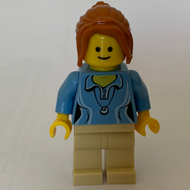 LEGO Medium Blue Torso, Tan Legs, Dark Orange Hair (fig-008348)