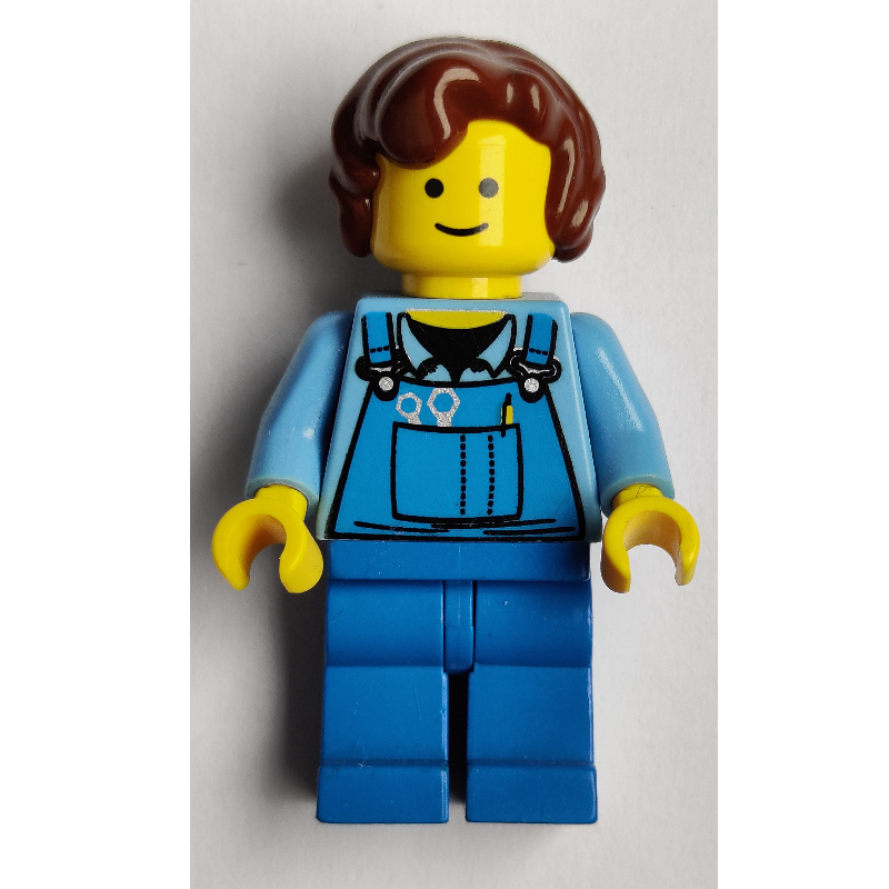 LEGO Medium Blue Torso, Blue Overalls, Reddish Brown Hair (fig-008354)