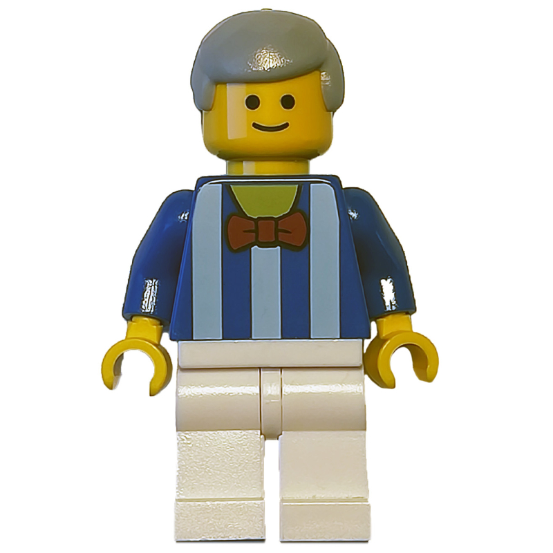 LEGO Man, Blue Torso, White Legs, Light Bluish Grey Hair (fig-008358)