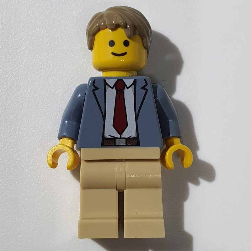 LEGO Detective Ace Brickman - Sand Blue Torso, Tan Legs, Dark Tan Hair (fig-008360)