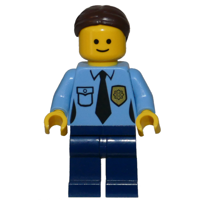 LEGO Police, Medium Blue Torso, Dark Blue Legs, Dark Brown Hair (fig-008362)