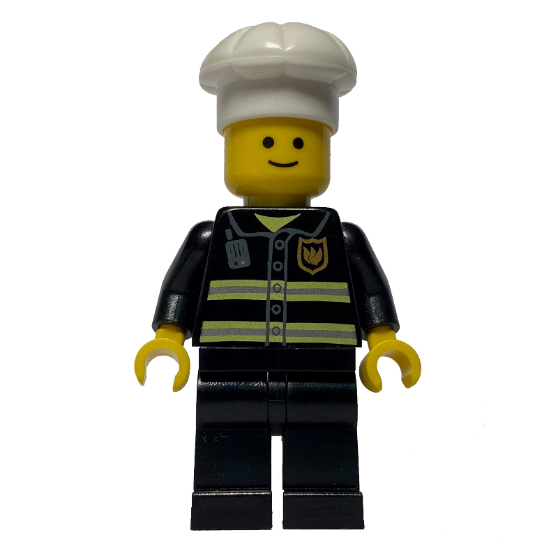 LEGO Fire Fighter, Black Torso, Black Legs, White Hat (fig-008366)