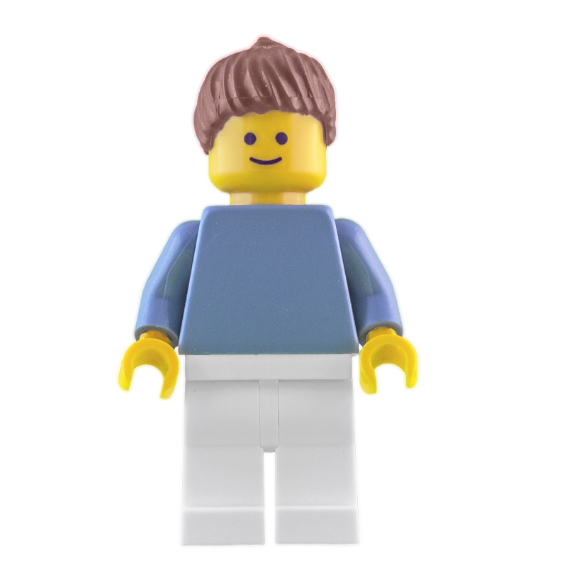LEGO Sand Blue Torso, White Legs, Reddish Brown Hair (fig-008367)
