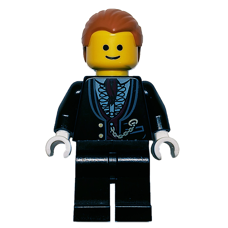 LEGO Black Torso Jacket, Black Legs, Medium Nougat Hair (fig-008372)