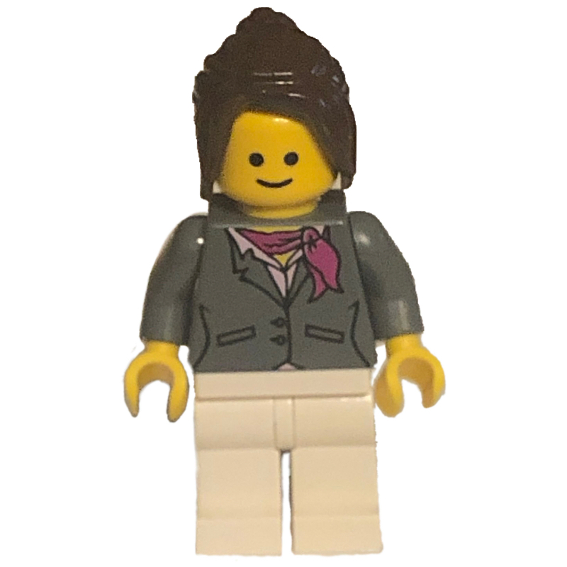 LEGO Dark Bluish Grey Torso, White Legs, Dark Brown Hair (fig-008375)