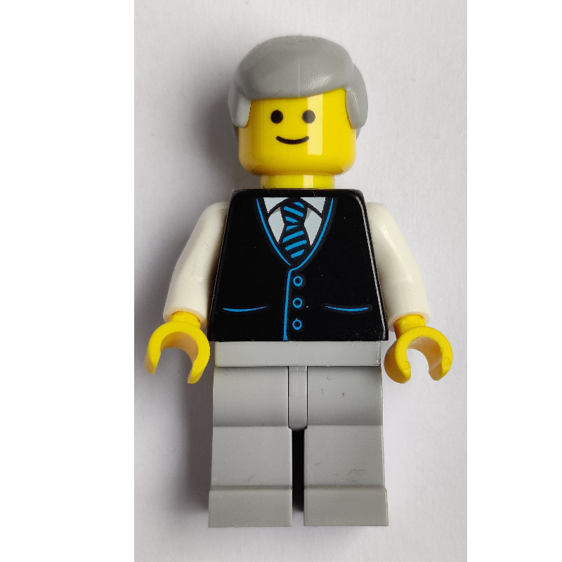 LEGO Black Torso Jacket, Light Bluish grey Legs, Light Bluish Grey Hair (fig-008381)