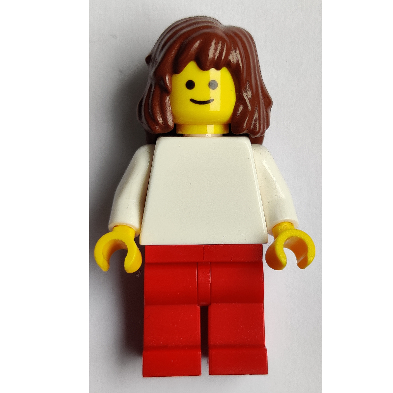 LEGO White Torso, Red Legs, Reddish Brown Hair (fig-008383)