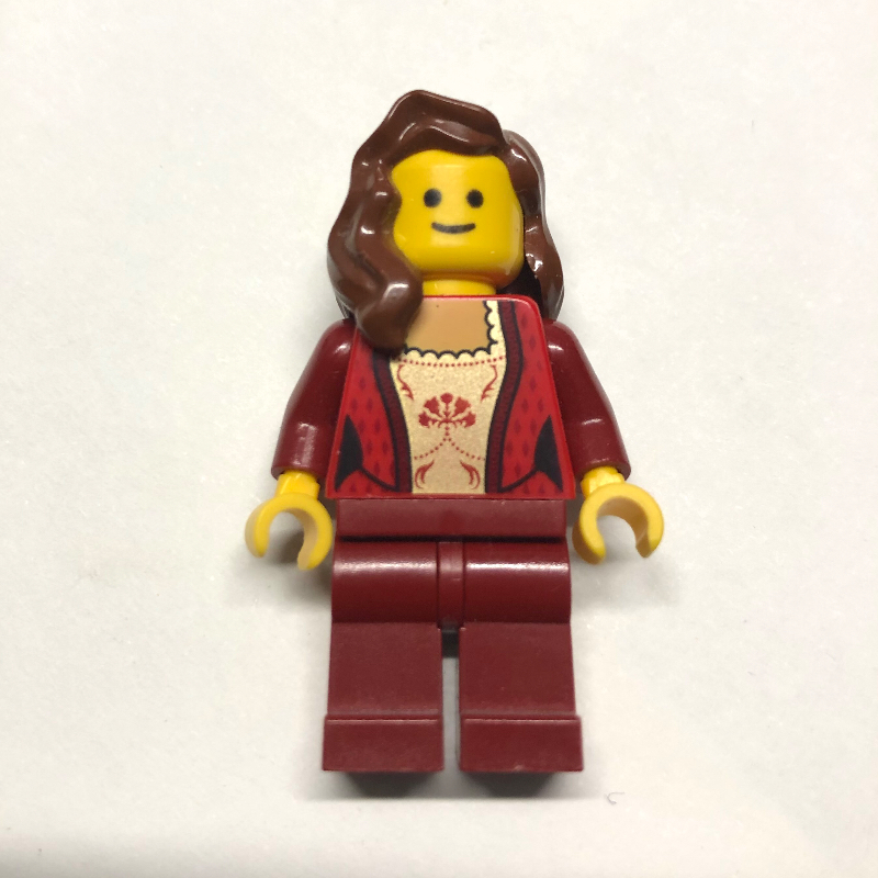 LEGO Red Torso, Dark Red Legs, Reddish Brown Hair (fig-008384)