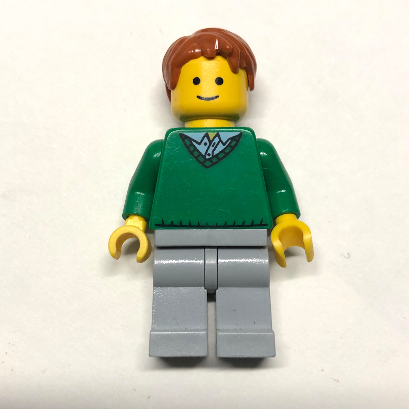 LEGO Green Torso, Light Bluish Grey Legs, Dark Orange Hair (fig-008385)