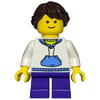 Kid, White Torso, Dark Purple Legs, Dark Brown Hair