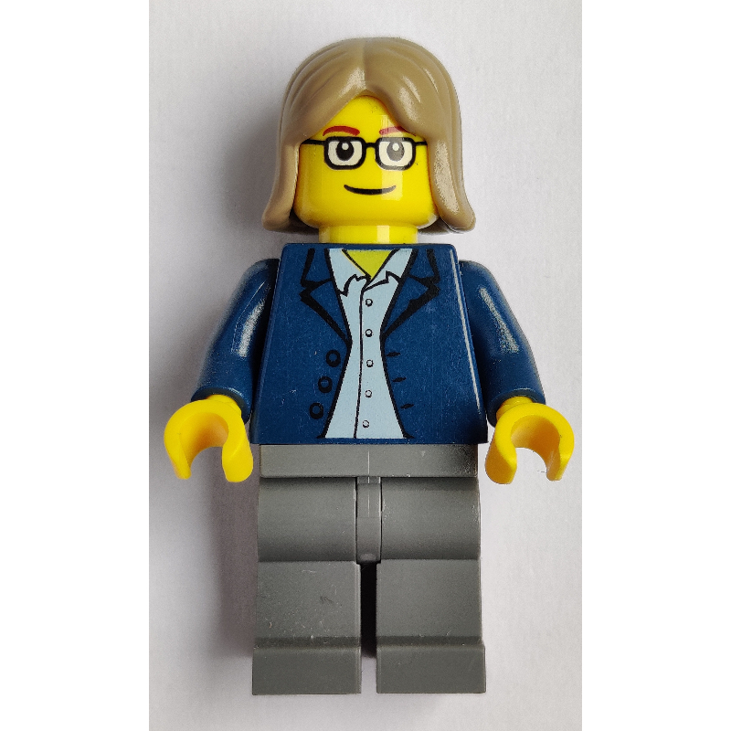 LEGO Dark Blue Torso, Dark Bluish Grey Legs, Dark Tan Hair (fig-008388)