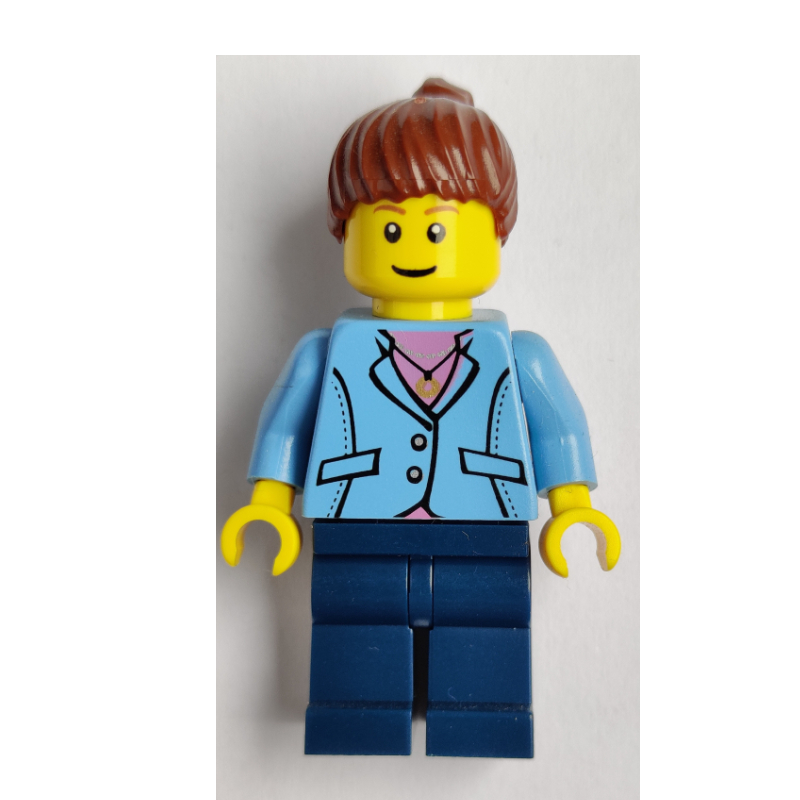 LEGO Medium Blue Torso, Dark Blue Legs, Reddish Brown Hair (fig-008389)