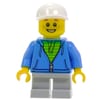 Kid, Dark Azure Torso, Light Bluish Grey Legs, White Cap