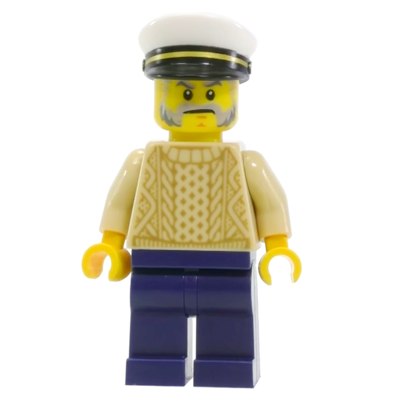 LEGO Tan Torso Sweater, Dark Blue Legs, Captain Hat (fig-008418)