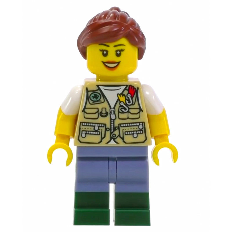 LEGO Tan Torso, Sand Blue Legs, Reddish Brown Hair (fig-008420)