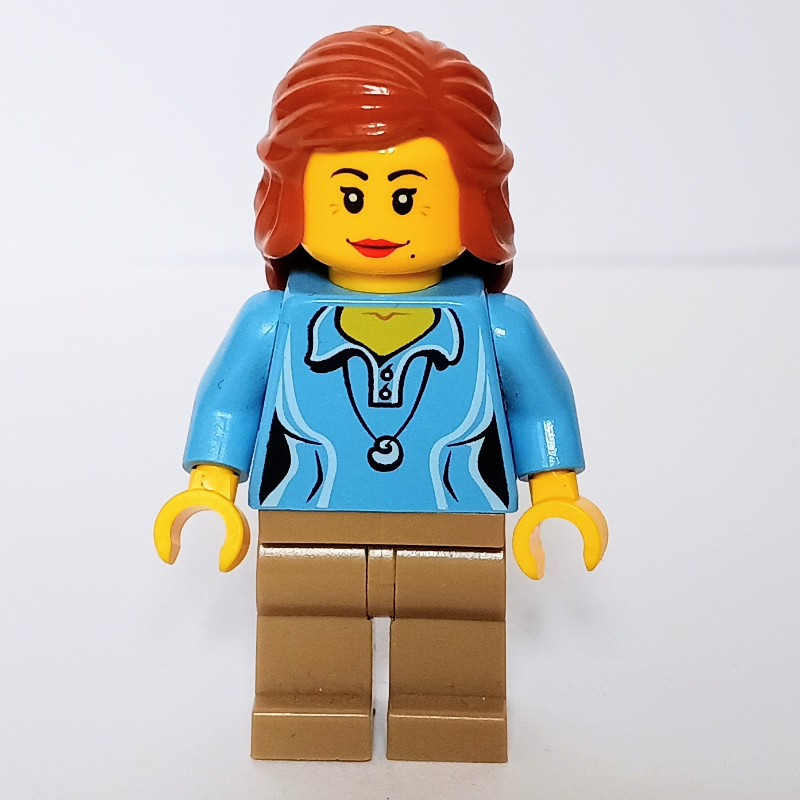 LEGO Medium Blue Torso, Dark Tan Legs, Dark Orange Hair (fig-008426)