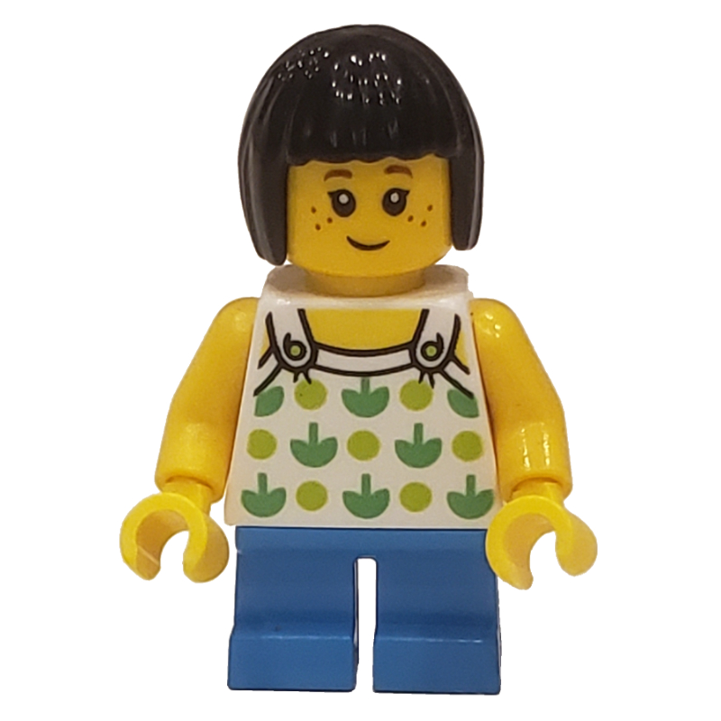 LEGO Kid, White Torso, Dark Azure Legs, Black Hair (fig-008434)