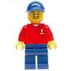 LEGOLAND Employee, Red Torso, Dark Blue Legs, Dark Blue Cap