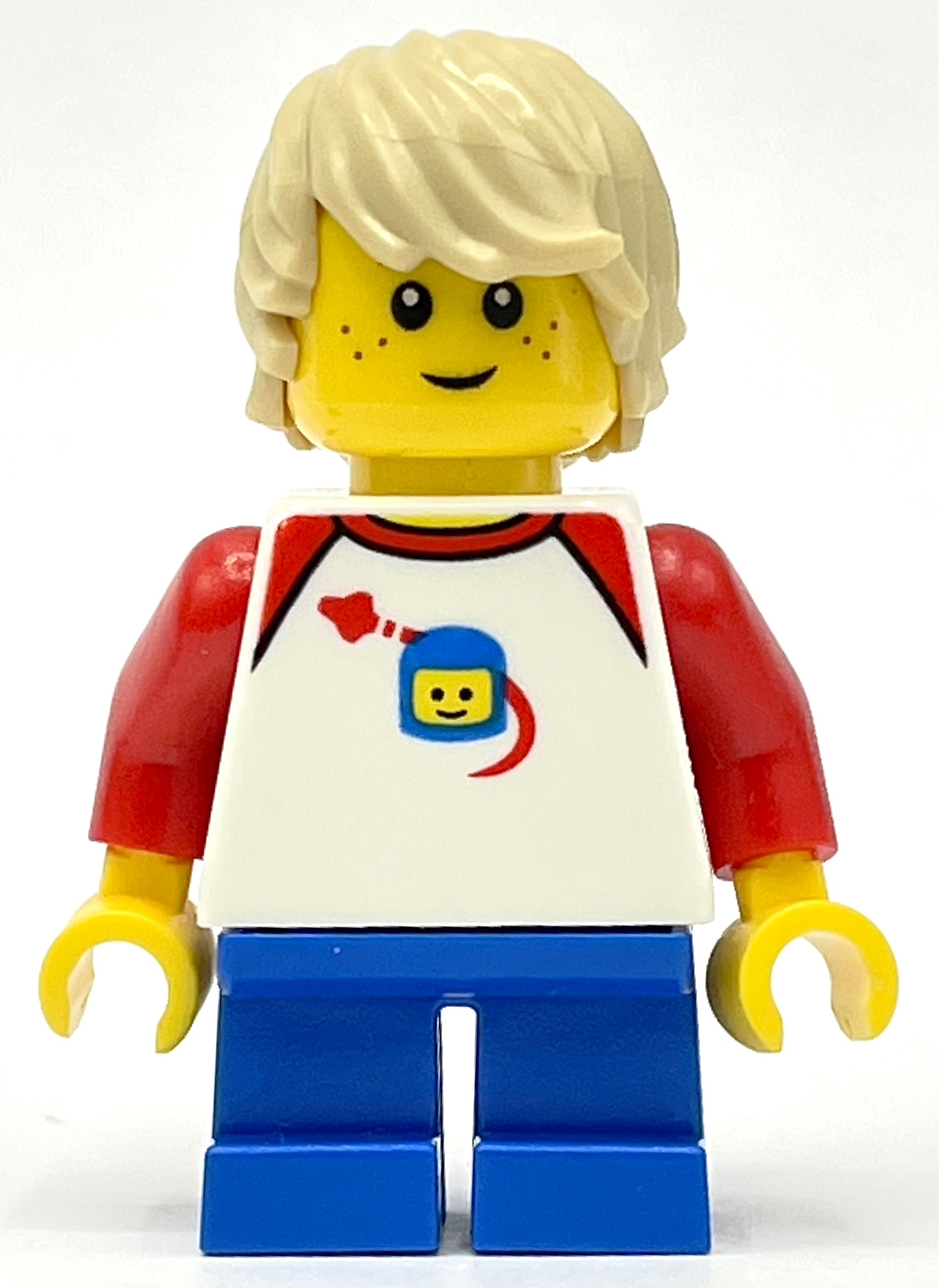 LEGO Kid, White Torso, Blue Legs, Tan Hair (fig-008440)