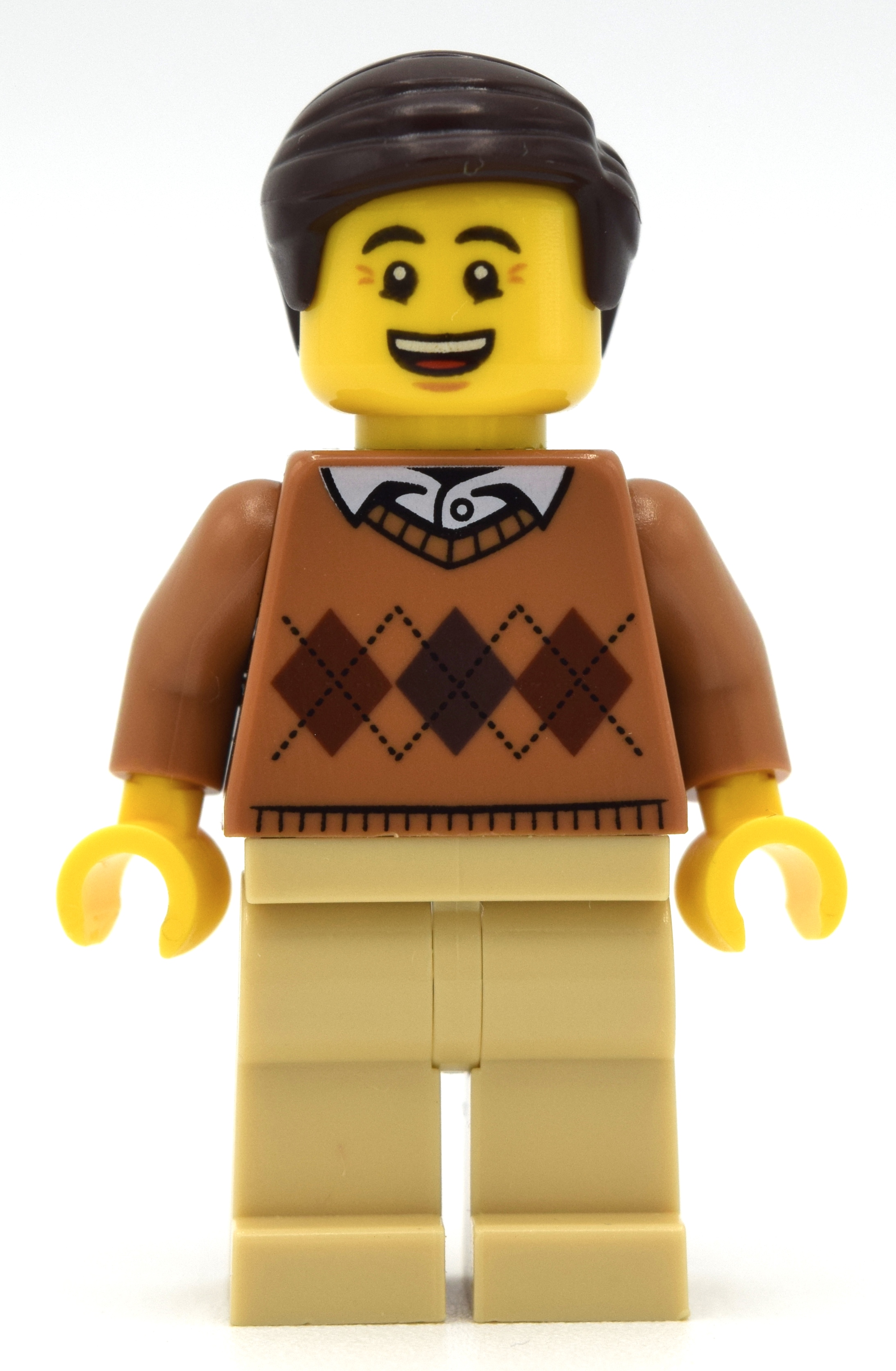 LEGO Medium Nougat Torso, Tan Legs, Dark Brown Hair (fig-008446)