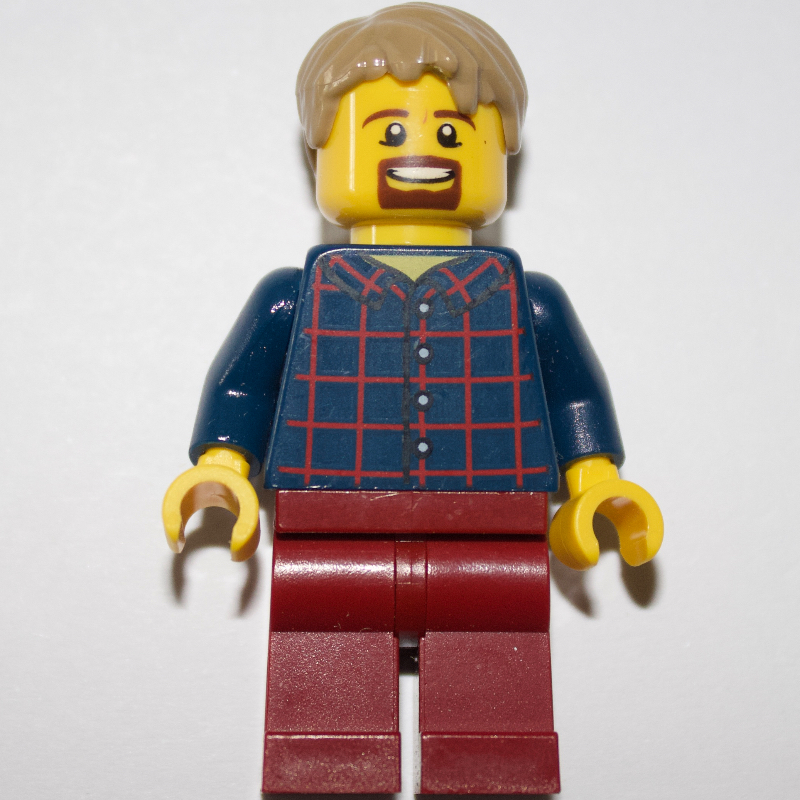 LEGO Dark Blue Torso, Dark Red Legs, Dark Tan Hair (fig-008451)