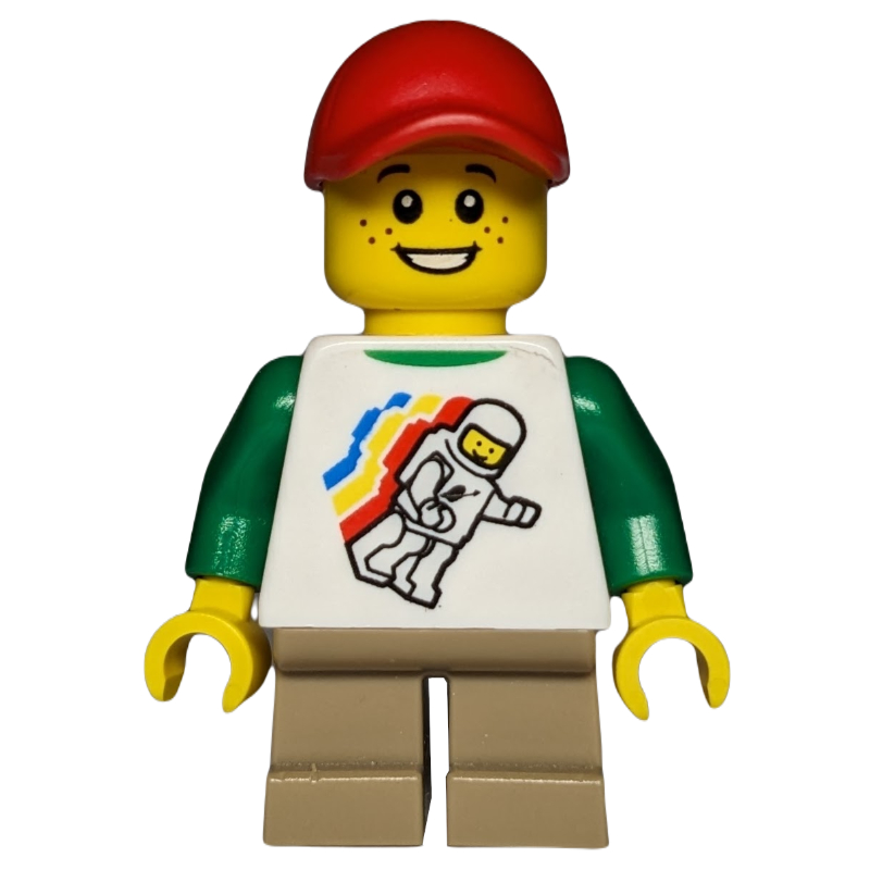 LEGO Kid, White Torso, Dark Tan Legs, Red Cap (fig-008453)