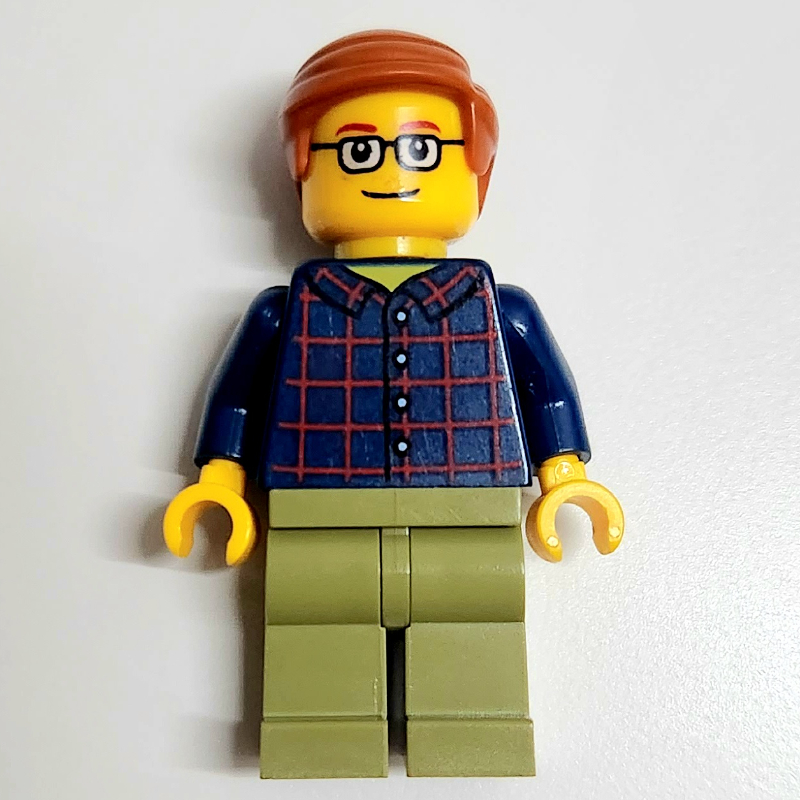 LEGO Dark Blue Torso, Olive Green Legs, Dark Orange Hair (fig-008456)