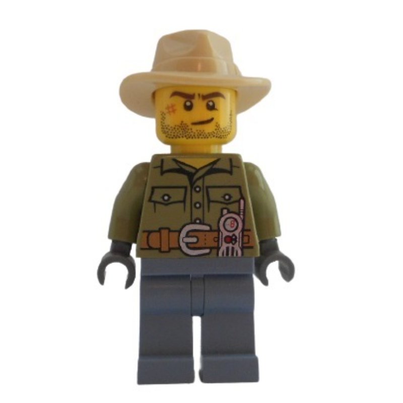 LEGO Volcano Explorer, Male, Olive Green Torso, Sand Blue Legs, Tan Hat (fig-008469)