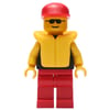 Man, Black Torso with Yellow Arms, Red Legs, Red Cap, Yellow Life Vest, Sunglasses