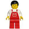 Man, Red Overalls, Black Hair (3626a Head)