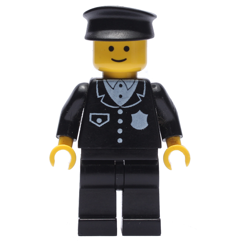 LEGO Policeman, Black Suit with Badge, Black Hat (fig-008489)