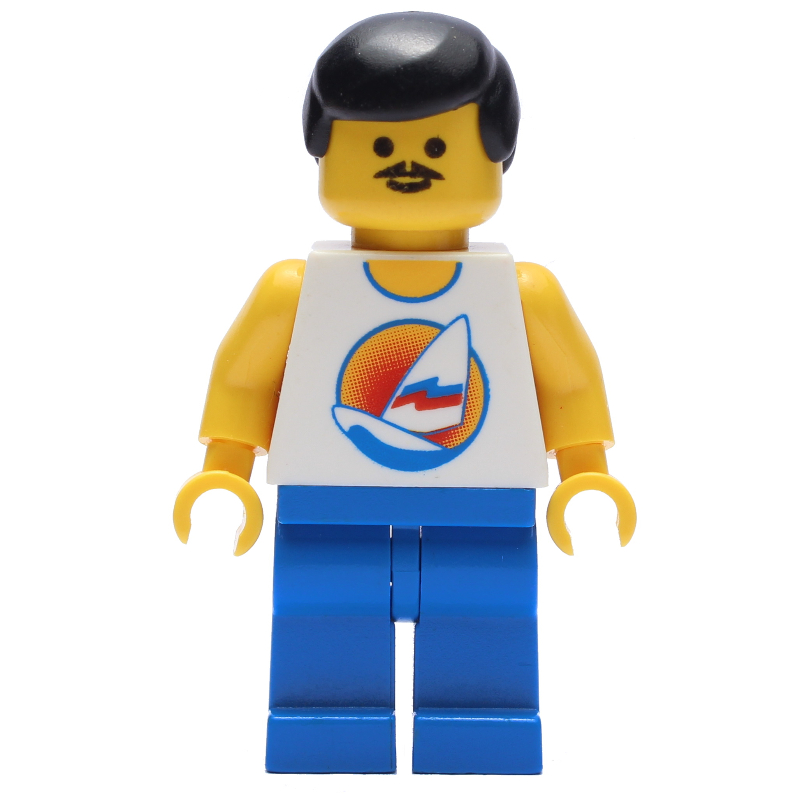 LEGO White Torso, Blue Legs, Black Hair (fig-008495)
