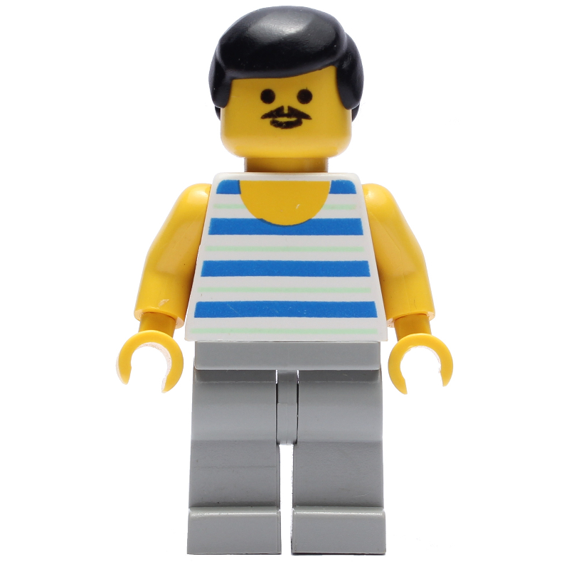 LEGO White Torso, Light Grey Legs, Back Hair (fig-008496)