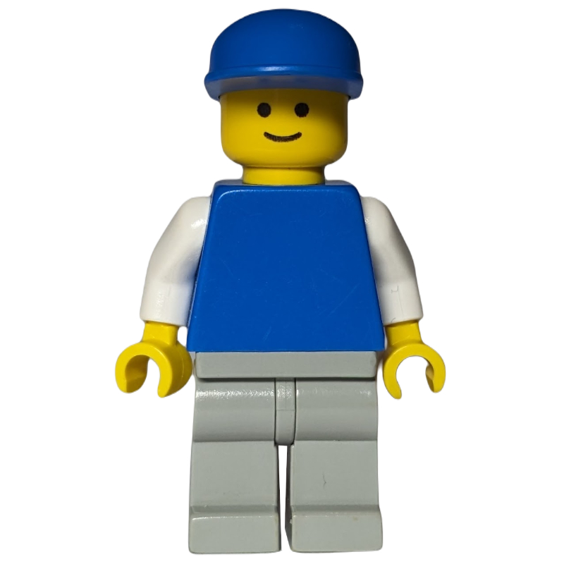 LEGO Blue Torso, Light Grey Legs, Blue Cap (fig-008498)